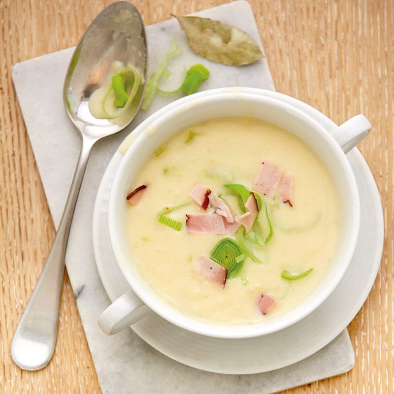 Kartoffel-Lauch-Suppe mit Schinken