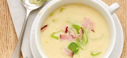 Kartoffel-Lauch-Suppe mit Schinken