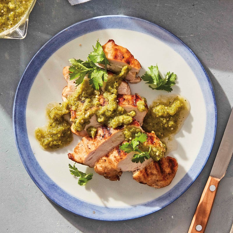 Grilled chicken with tomatillo salsa