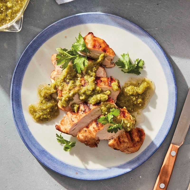 Grilled chicken with tomatillo salsa