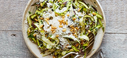 Shaved Asparagus Salad with Ricotta Salata & Toasted Pine Nuts