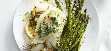 Grilled cod with lemon-dill butter