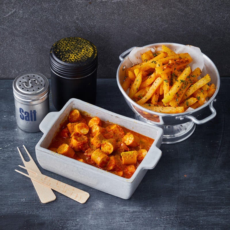 Currywurst mit Kohlrabipommes
