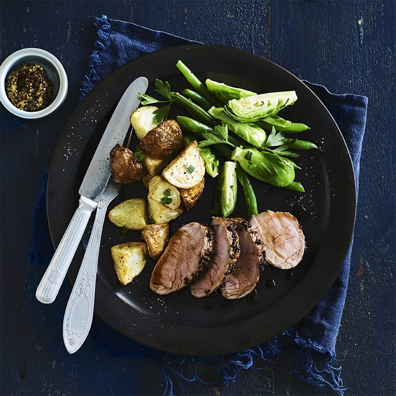 Photo of Air fryer balsamic and mustard pork fillet with roasted potatoes by WW