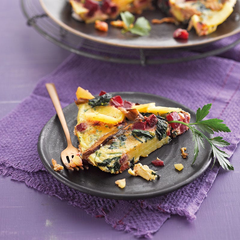 Tortilla mit Randen und Spinat