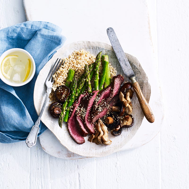 Airfryer miso steak and mushrooms