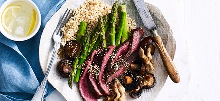 Air fryer miso steak and mushrooms