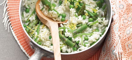 Kefenrisotto mit Erbsen