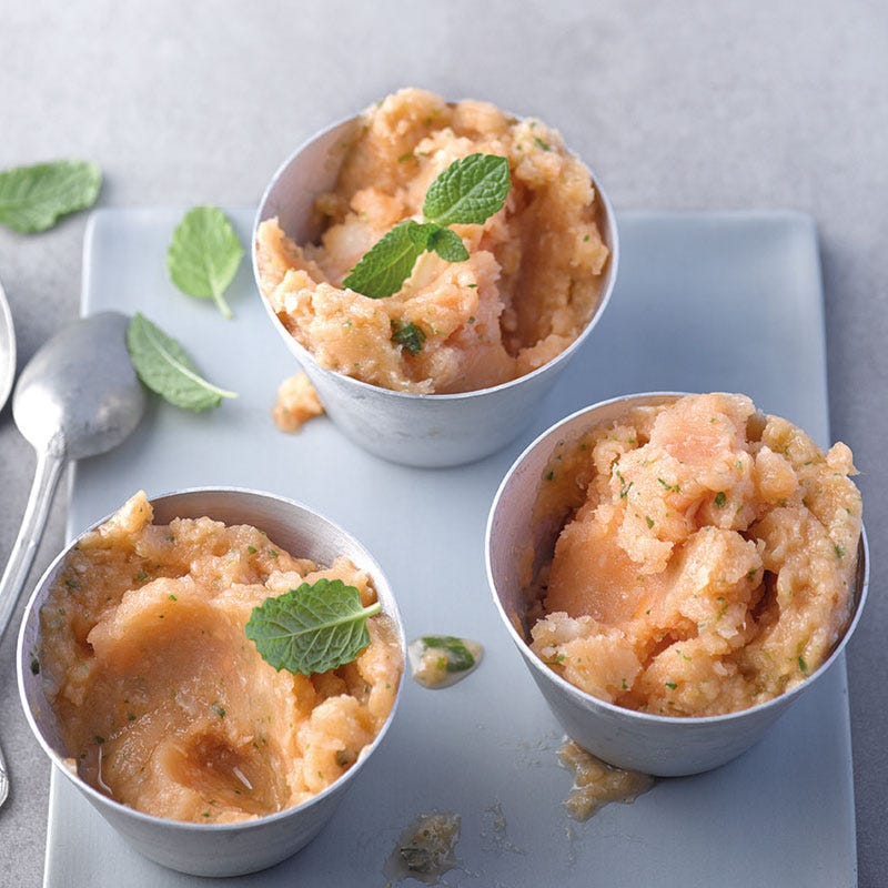 Lychee-Papaya-Sorbet mit Minze