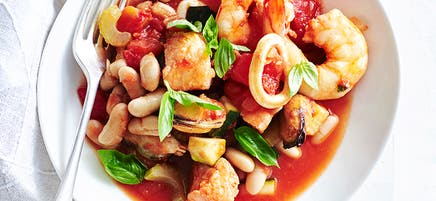 Seafood and cannellini bean stew