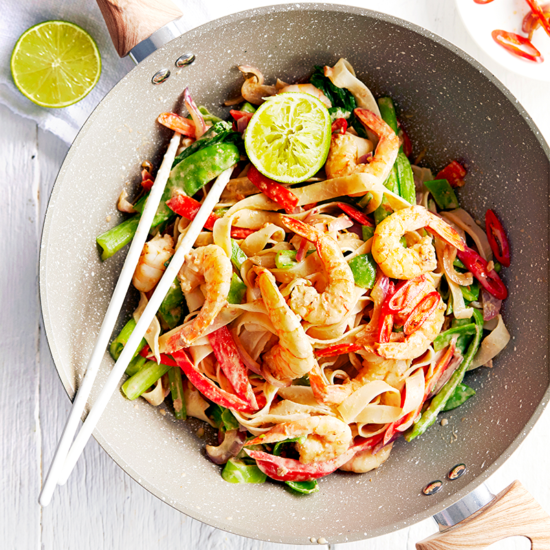 Photo of Satay prawns and rice noodle stir-fry by WW