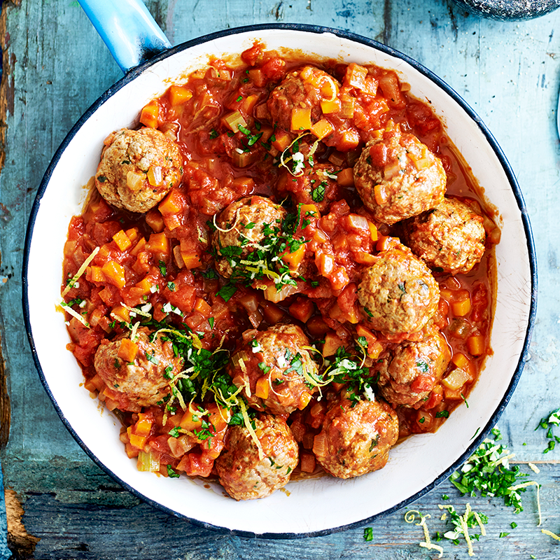 Photo of Pork and veal meatballs on polenta with gremolata by WW