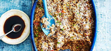 Baked curried beef and rice