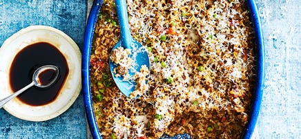 Baked curried beef and rice
