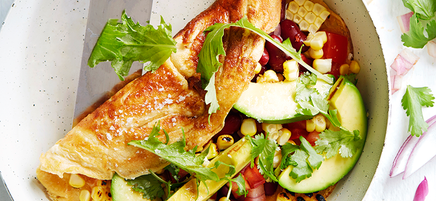 Mexican-style charred avocado and corn omelette
