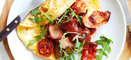 Inside-out egg and bacon omelette