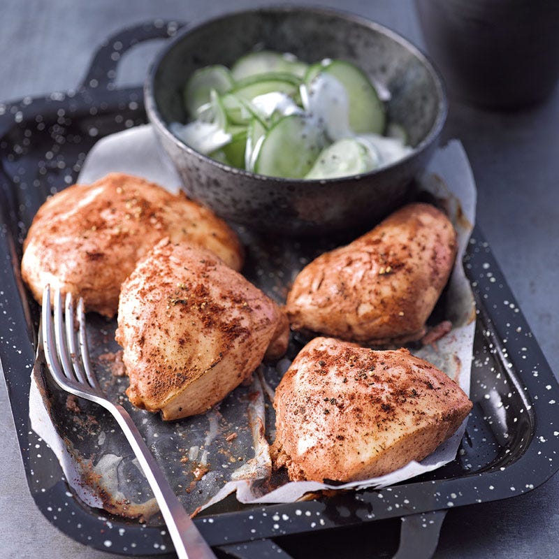 Tandoori-Poulet mit Gurken-Raita