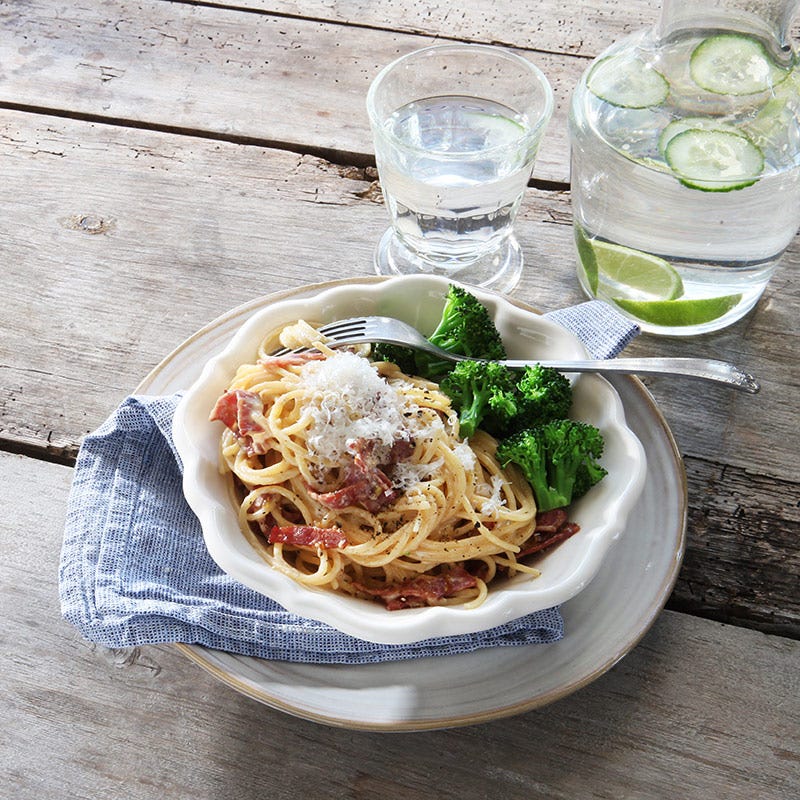 Pasta carbonara med kalkonbacon