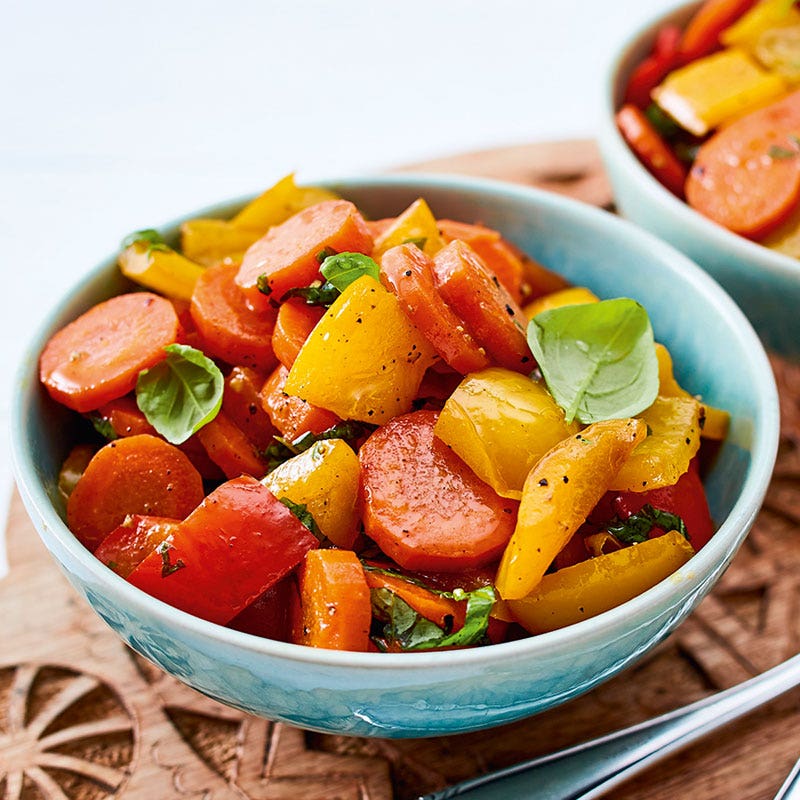 Karamellisierter Peperoni-Karotten-Salat