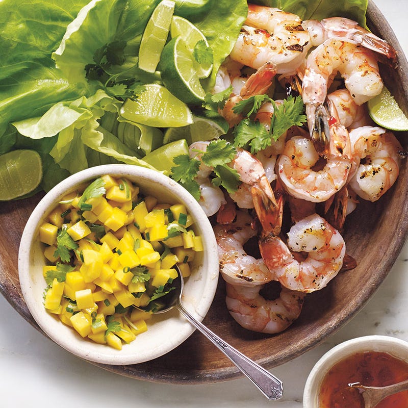 Photo of Grilled Shrimp Lettuce Wraps with Sweet Chili Sauce, Mango & Toasted Coconut by WW