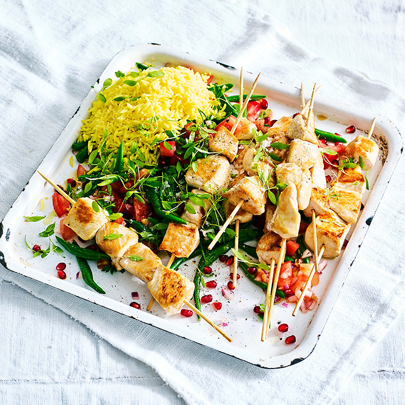 Photo of Sumac chicken skewers with pomegranate salad by WW