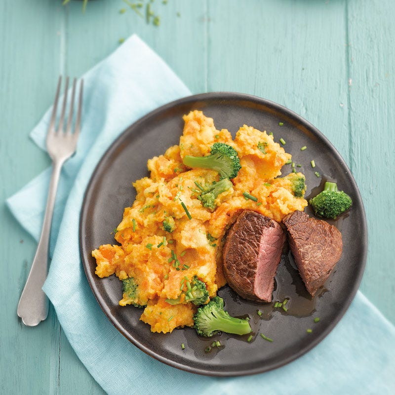 Steak mit Gemüsestampf