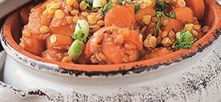 Chili met zoete aardappel en linzen