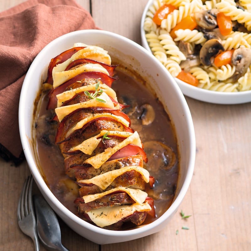 Photo de/du Porc Orloff aux pâtes et champignons par WW