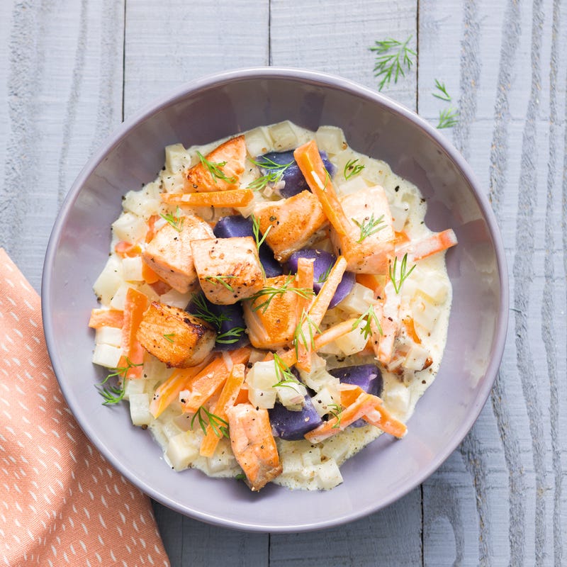 Photo de/du Estouffade de saumon aux 3 légumes par WW