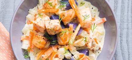 Estouffade de saumon aux 3 légumes