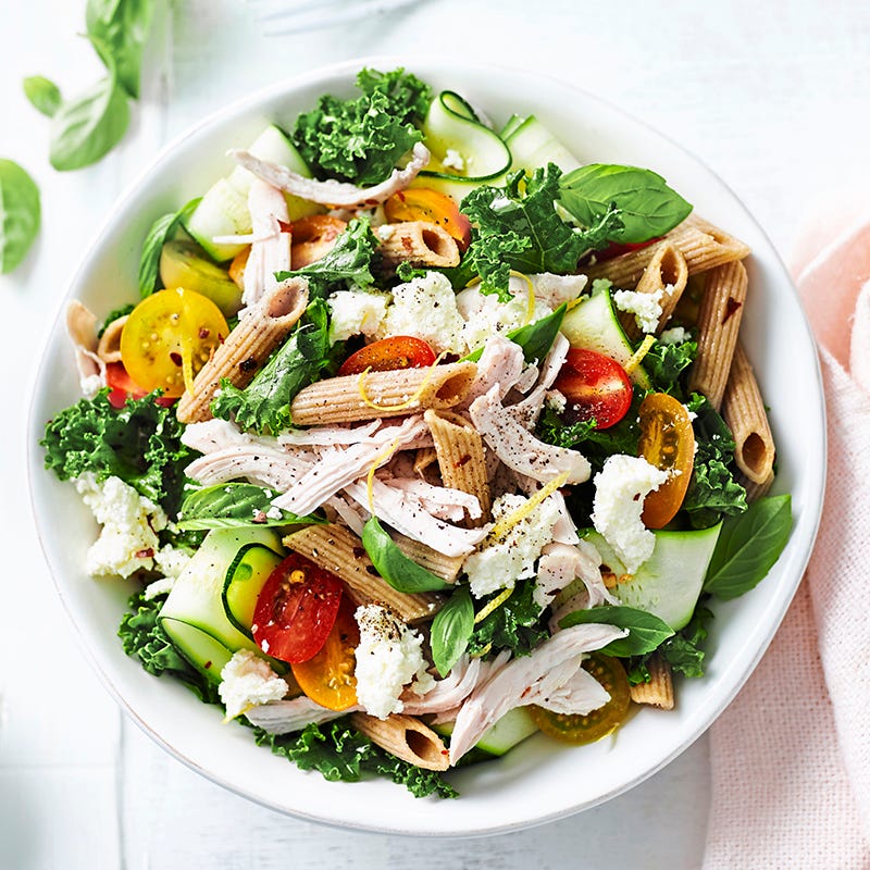 Tomato, chicken and ricotta pasta salad