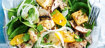 Marinated mushroom and tofu salad