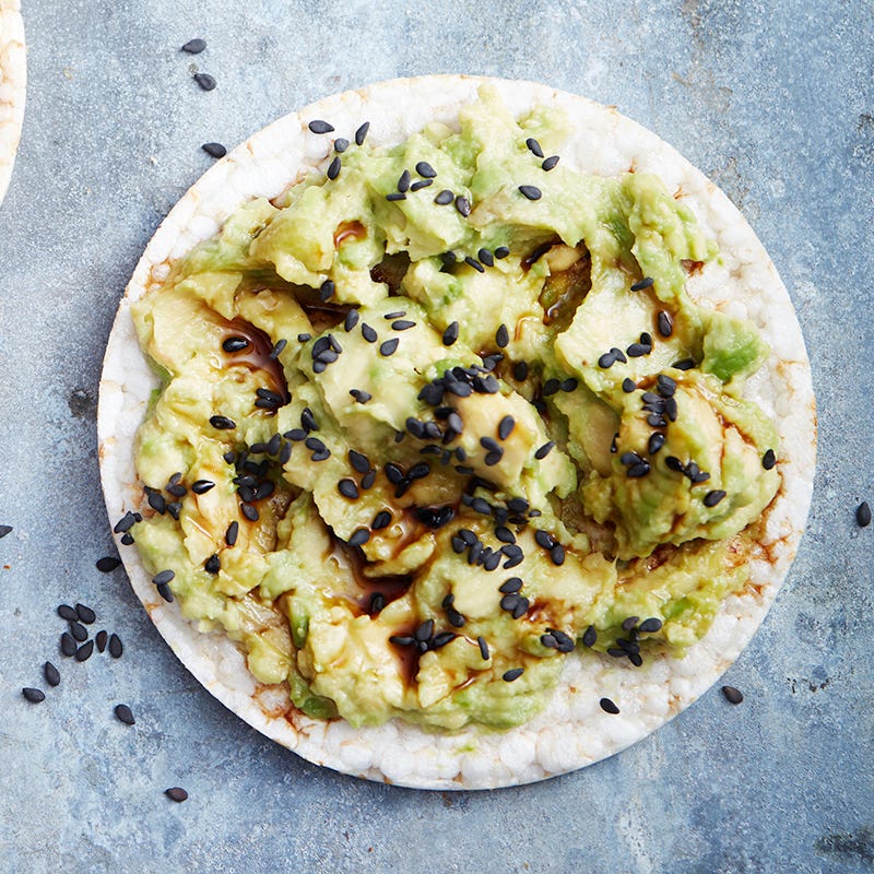 Photo of Avocado tamari and black sesame seed rice cake by WW