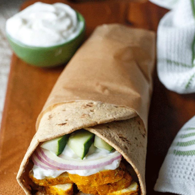 Baked chicken shawarma wrap