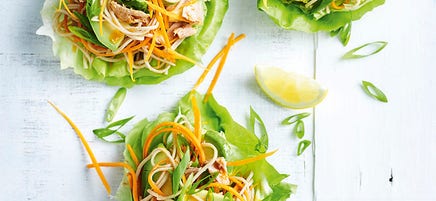 Tuna and soba noodle lettuce wraps
