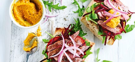 Open lamb burger