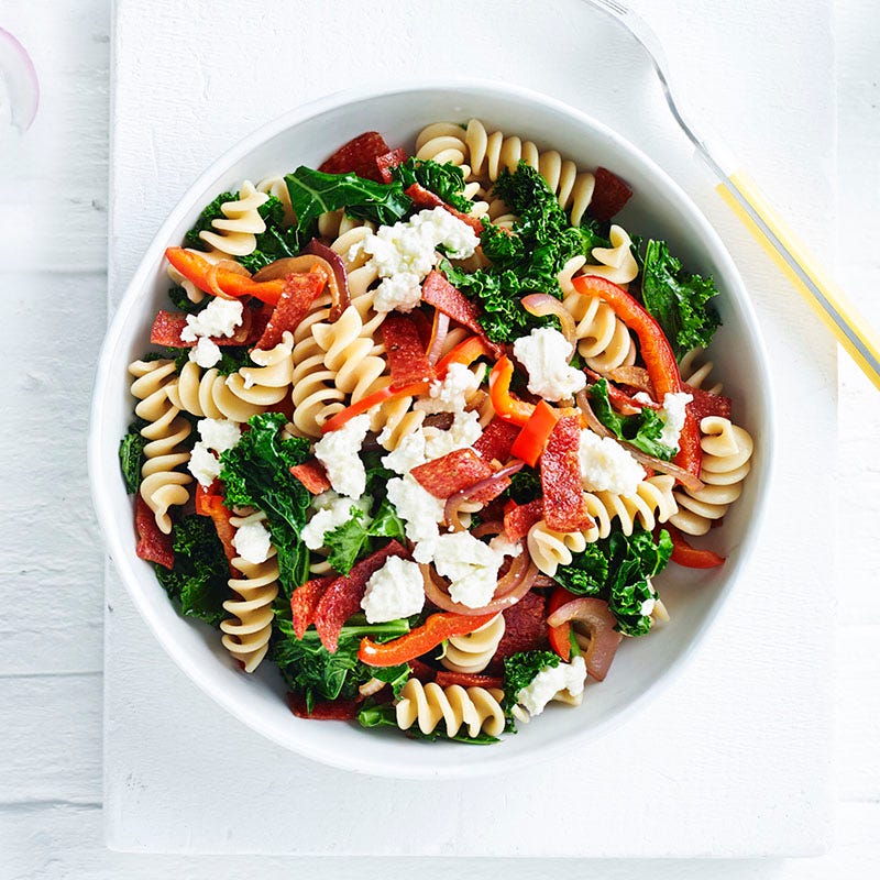 Photo of Spelt pasta with salami and kale by WW