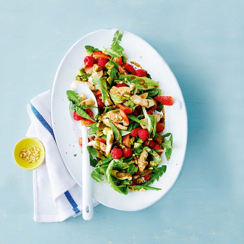 Kycklingsallad med jordgubbsdressing