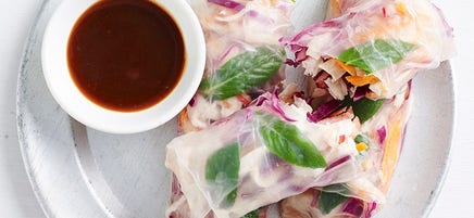 Chicken, apple and ginger rice paper rolls