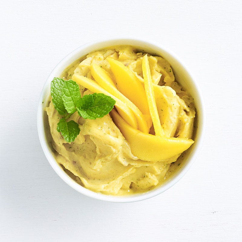 Mango and mint ice-cream