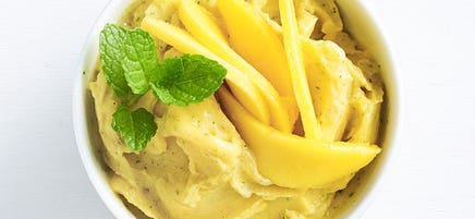 Mango and mint ice-cream