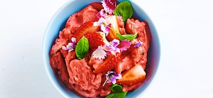 Strawberry, watermelon and basil ice-cream