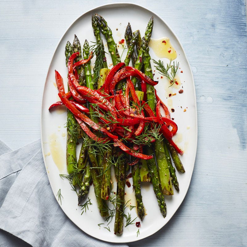 Photo of Roasted asparagus and red bell pepper with dill by WW