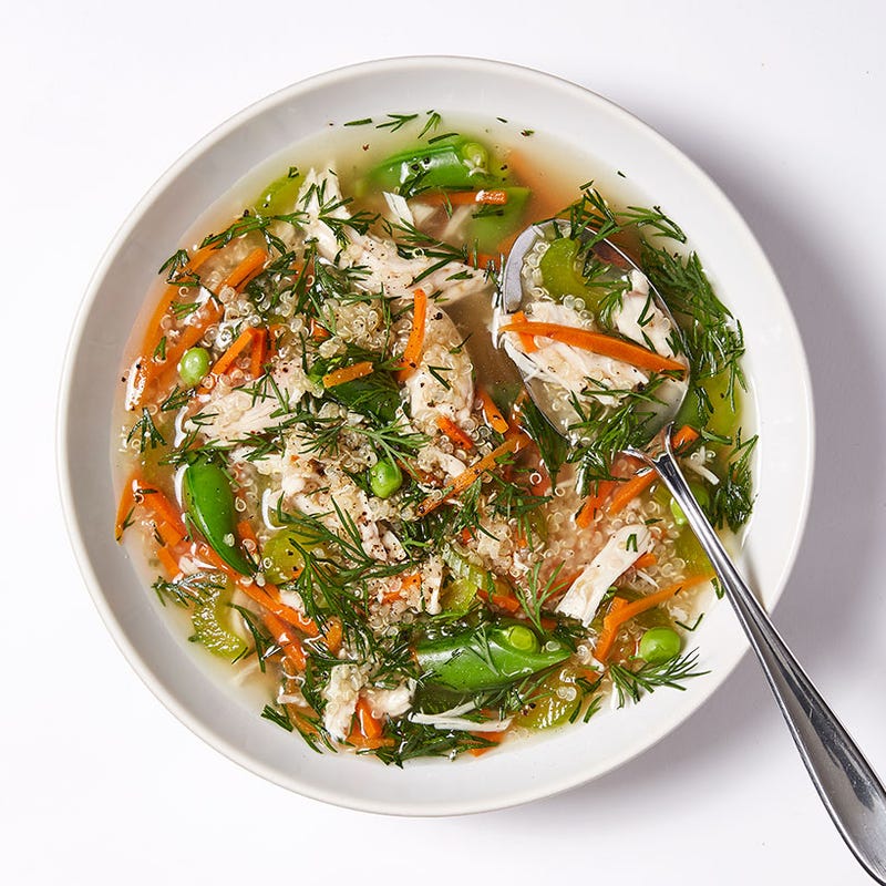 Photo of Spring chicken soup with veggies and quinoa by WW