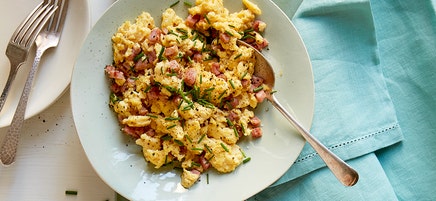 Ham and eggs with parm and herbs
