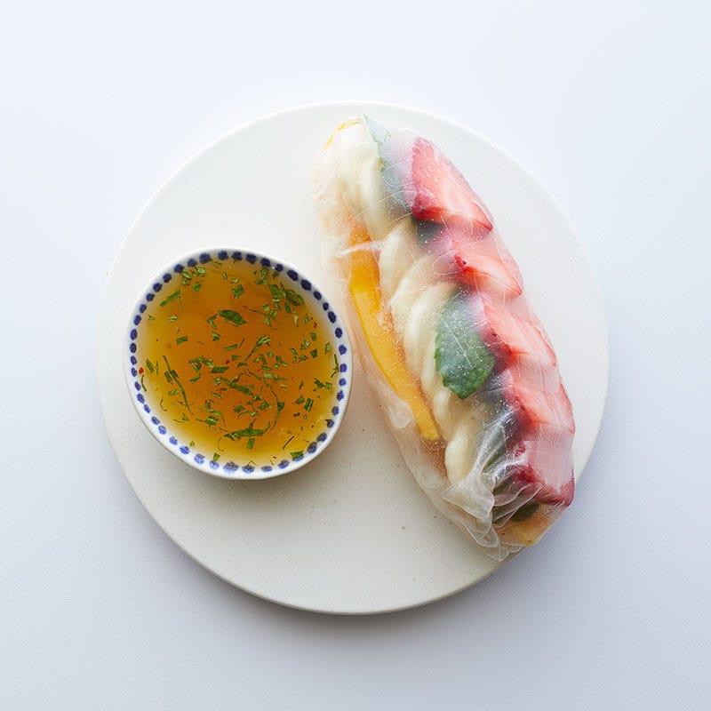 Photo of Fresh fruit summer rolls with honey-lime dipping sauce by WW
