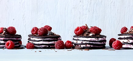 Chocolate-Raspberry Icebox Cake Towers