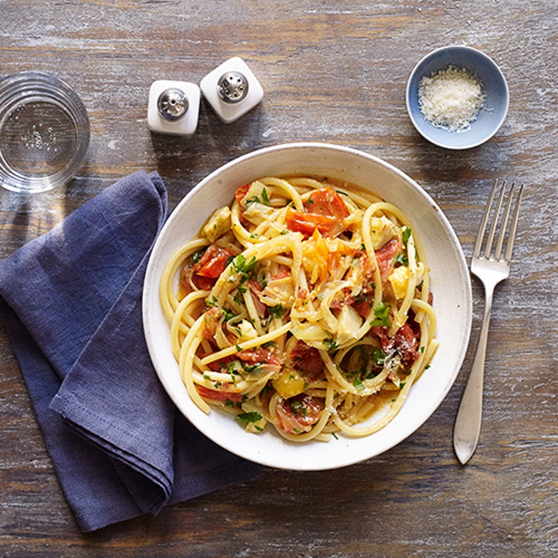 Photo of One-pot bucatini al’Amatricianna with artichokes by WW
