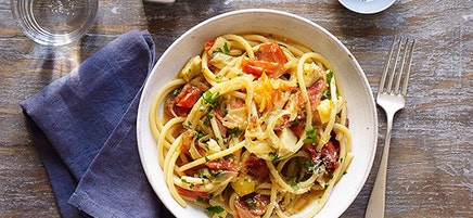 Bucatinis All’Amatricianna tout-en-un avec artichauts