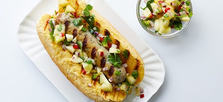 Grilled chicken sausage with pineapple salsa